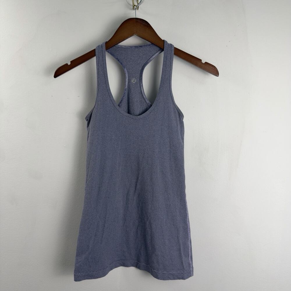 Lululemon Women's Light Plum Striped Racerback Tank Top Stretch Gym Yoga
